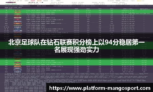 北京足球队在钻石联赛积分榜上以94分稳居第一名展现强劲实力